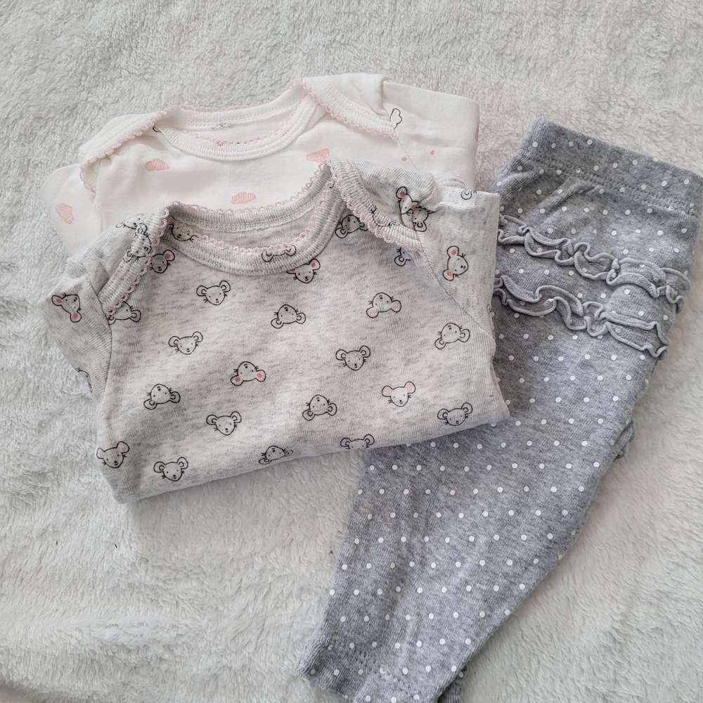 Carter's Gray and White Kids Matching Set 3 Months